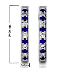 5/8 CT Sapphire Diamond Vintage Hoop Earrings