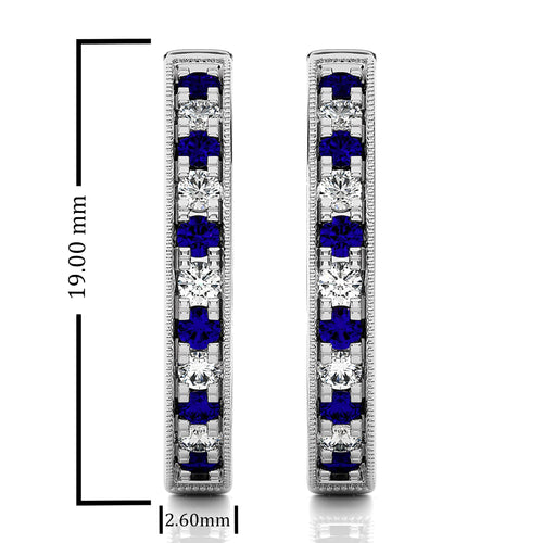 5/8 CT Sapphire Diamond Vintage Hoop Earrings