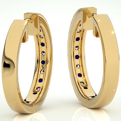 5/8 CT Sapphire Diamond Vintage Hoop Earrings