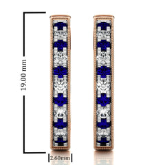 5/8 CT Sapphire Diamond Vintage Hoop Earrings