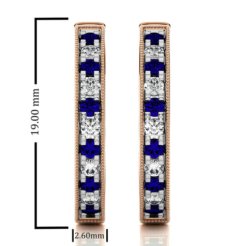 5/8 CT Sapphire Diamond Vintage Hoop Earrings