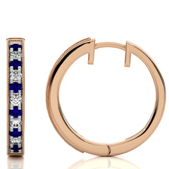 5/8 CT Sapphire Diamond Vintage Hoop Earrings