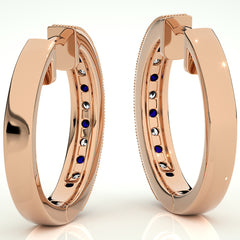 5/8 CT Sapphire Diamond Vintage Hoop Earrings