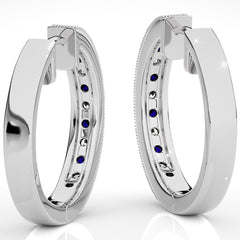 5/8 CT Sapphire Diamond Vintage Hoop Earrings