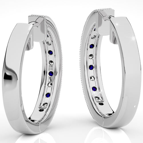 5/8 CT Sapphire Diamond Vintage Hoop Earrings