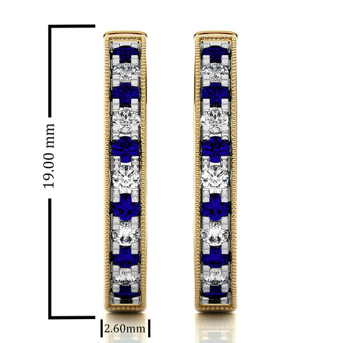 5/8 CT Sapphire Diamond Vintage Hoop Earrings
