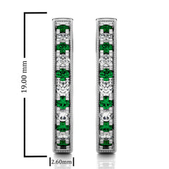 1/2 CT Emerald Diamond Vintage Hoop Earrings