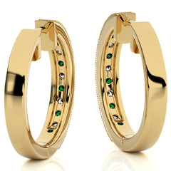 1/2 CT Emerald Diamond Vintage Hoop Earrings