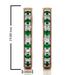 1/2 CT Emerald Diamond Vintage Hoop Earrings