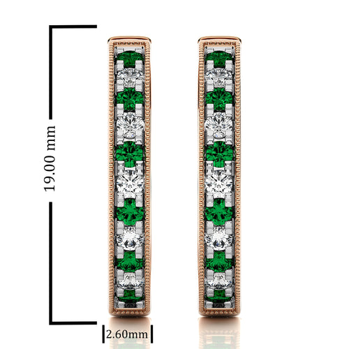 1/2 CT Emerald Diamond Vintage Hoop Earrings