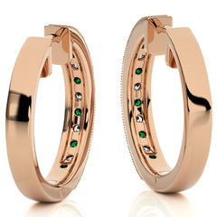 1/2 CT Emerald Diamond Vintage Hoop Earrings