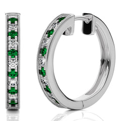 1/2 CT Emerald Diamond Vintage Hoop Earrings