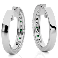 1/2 CT Emerald Diamond Vintage Hoop Earrings