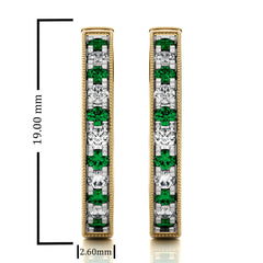 1/2 CT Emerald Diamond Vintage Hoop Earrings