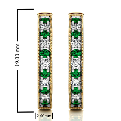 1/2 CT Emerald Diamond Vintage Hoop Earrings