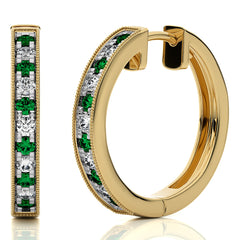1/2 CT Emerald Diamond Vintage Hoop Earrings