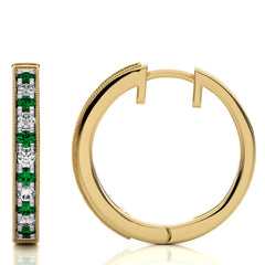 1/2 CT Emerald Diamond Vintage Hoop Earrings