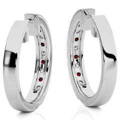 1/2 CT Ruby Diamond Vintage Hoop Earrings