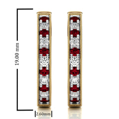 1/2 CT Ruby Diamond Vintage Hoop Earrings