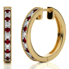 1/2 CT Ruby Diamond Vintage Hoop Earrings