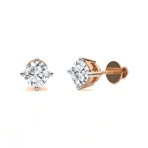 1 CT. Classic Solitaire Round Lab Crearted Diamond Stud Earrings