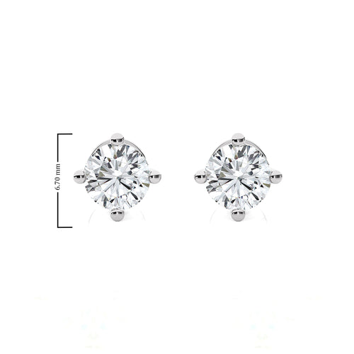 1 CT. Classic Solitaire Round Lab Crearted Diamond Stud Earrings
