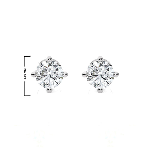 3/4 CT. Classic Solitaire Round Lab Created Diamond Stud Earrings
