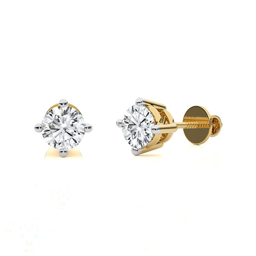 3/4 CT. Classic Solitaire Round Lab Created Diamond Stud Earrings