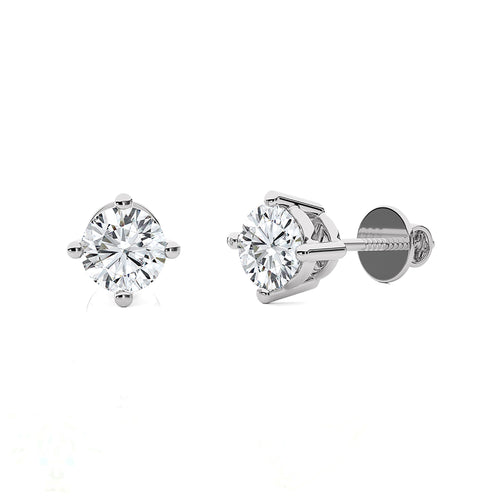 1/2 CT. Classic Solitaire Round Lab Created Diamond Stud Earrings
