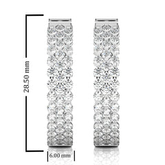Tripple Row Inside Out Lab Created Diamond  Hoop Earrings