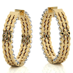 Tripple Row Inside Out Lab Created Diamond  Hoop Earrings