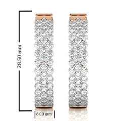 Tripple Row Inside Out Lab Created Diamond  Hoop Earrings