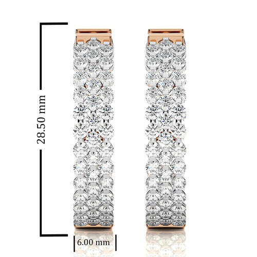 Tripple Row Inside Out Lab Created Diamond  Hoop Earrings