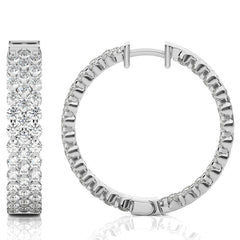 Tripple Row Inside Out Lab Created Diamond  Hoop Earrings