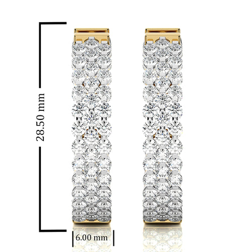 Tripple Row Inside Out Lab Created Diamond  Hoop Earrings