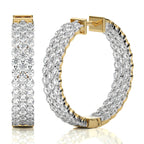 Tripple Row Inside Out Lab Created Diamond  Hoop Earrings