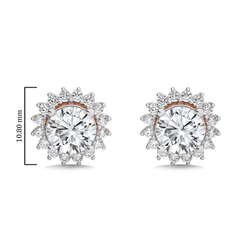 2 1/2 CT. Sunflower Style Round Lab Created Diamond Stud Earrings