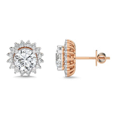 2 1/2 CT. Sunflower Style Round Lab Created Diamond Stud Earrings