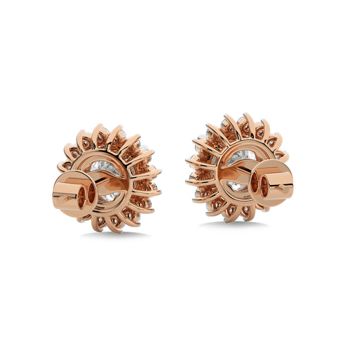 2 1/2 CT. Sunflower Style Round Natural Diamond Stud Earrings