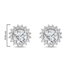 2 1/2 CT. Sunflower Style Round Natural Diamond Stud Earrings