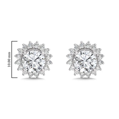 2 1/2 CT. Sunflower Style Round Natural Diamond Stud Earrings