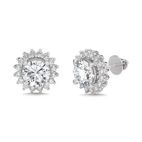 2 1/2 CT. Sunflower Style Round Natural Diamond Stud Earrings