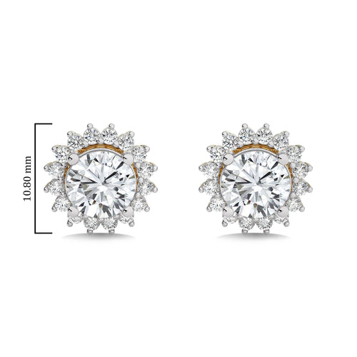 2 1/2 CT. Sunflower Style Round Natural Diamond Stud Earrings