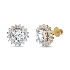 2 1/2 CT. Sunflower Style Round Natural Diamond Stud Earrings