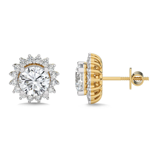 2 1/2 CT. Sunflower Style Round Natural Diamond Stud Earrings