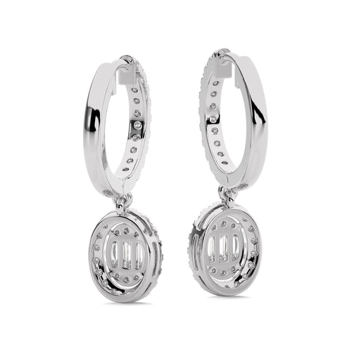 5/8 CT. Round and Baguette Lab Created Diamond Lever back Halo Drop Earrings