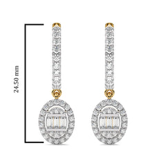 5/8 CT. Round and Baguette Lab Created Diamond Lever back Halo Drop Earrings