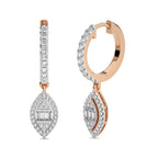 1/2 CT. Round and Baguette Lab Created Diamond Lever back Halo Drop Earrings