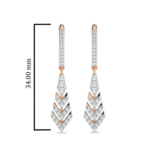 1/2 CT. Arrow Round Natural Diamond Lever Back Drop Earrings