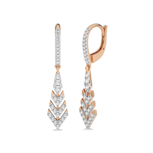 1/2 CT. Arrow Round Natural Diamond Lever Back Drop Earrings